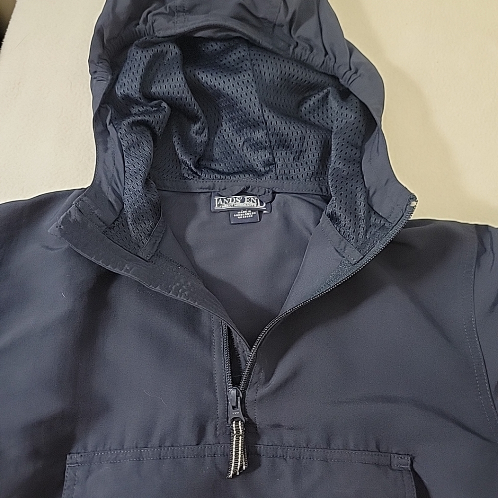 Lands' End Boy's Blue Hooded W/ Pocket Lightweight Windbreaker Jacket, S - Picture 6 of 10